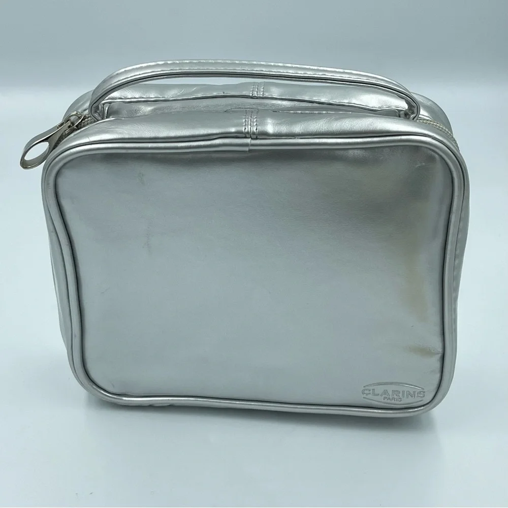 Clarins Paris Vanity Case Silver makeup Bag